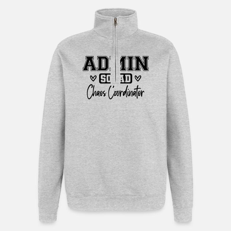 Admin Squad: Farbig Retro Büroteam Geschenk - Quarter-Zip-Sweatshirt - Grau meliert