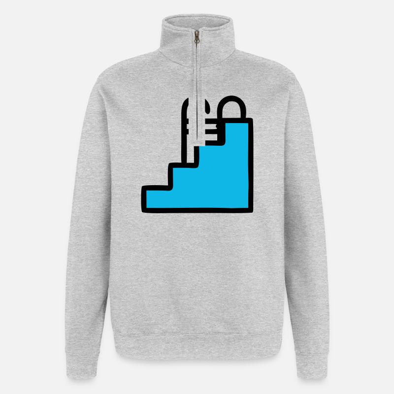 Icône de piscine Échelle de piscine - Sweat à zip 1/4 - gris chiné