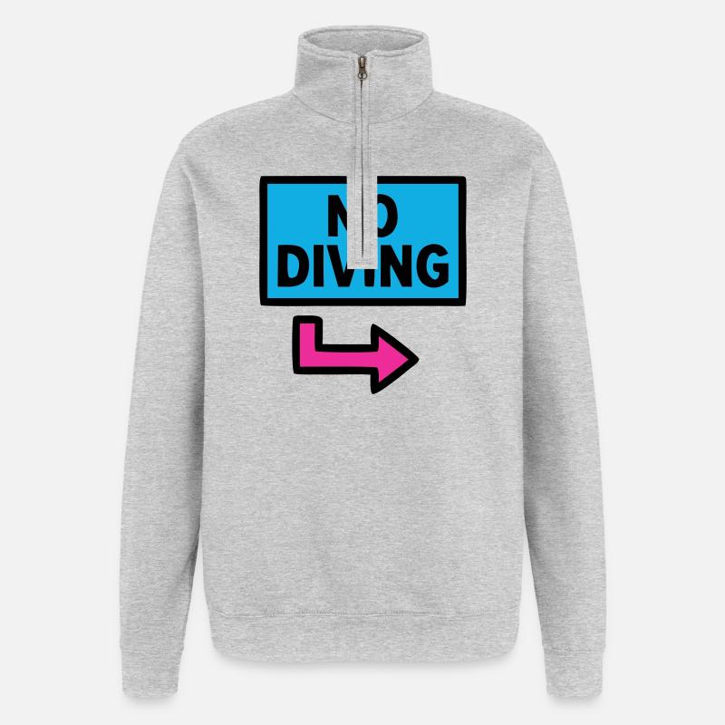 No Diving Schild Pool Retro - Quarter-Zip-Sweatshirt - Grau meliert