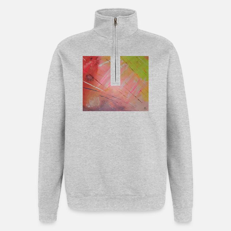 Neon Diagonal Stripe Abstract - Quarter-Zip Sweatshirt - heather grey
