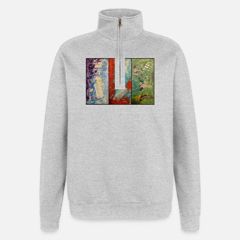 Flux de couleur triptyque - Sweat à zip 1/4 - gris chiné
