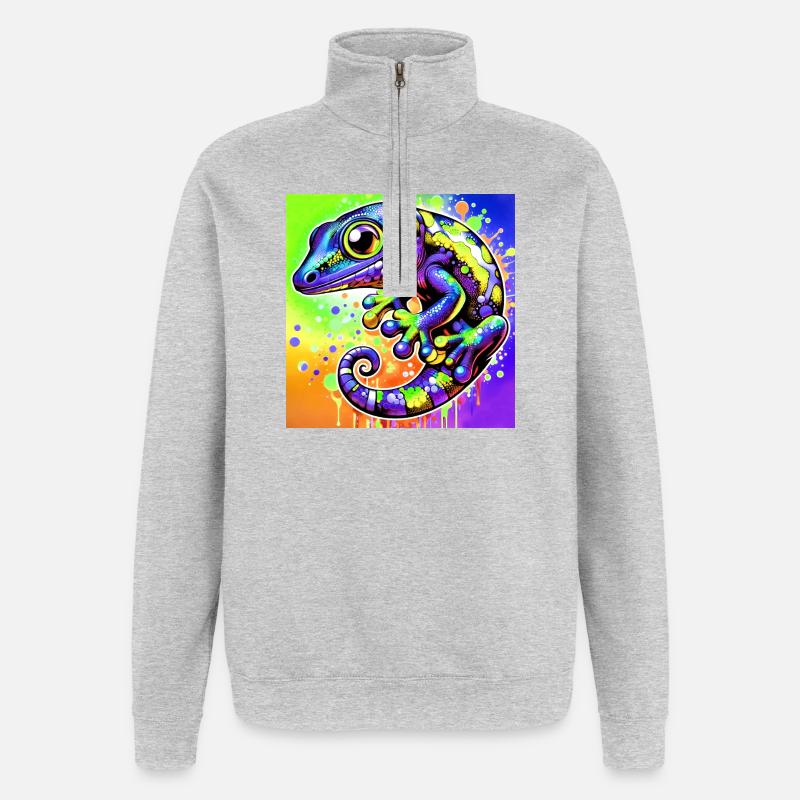 Gecko - Sweat à zip 1/4 - gris chiné