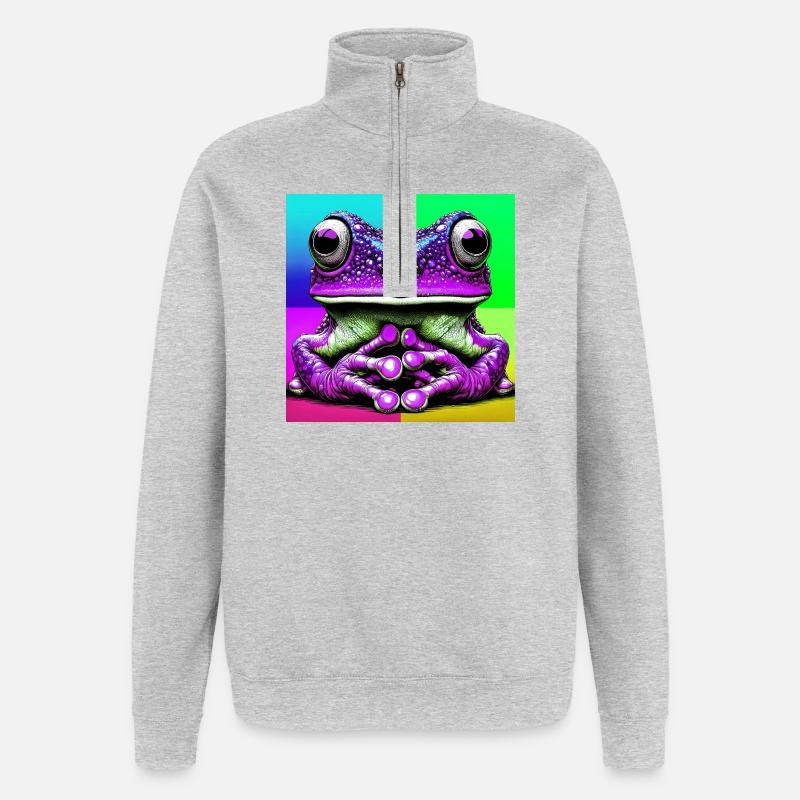 Frosch - Quarter-Zip-Sweatshirt - Grau meliert