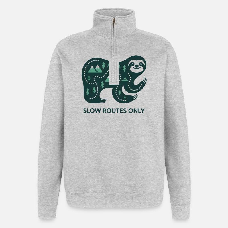 Slow Routes Only Elephant - Quarter-Zip Sweatshirt - heather grey