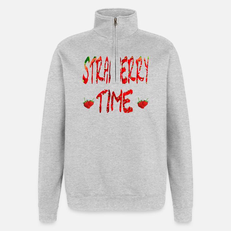 Strawberry lettering - Quarter-Zip Sweatshirt - heather grey
