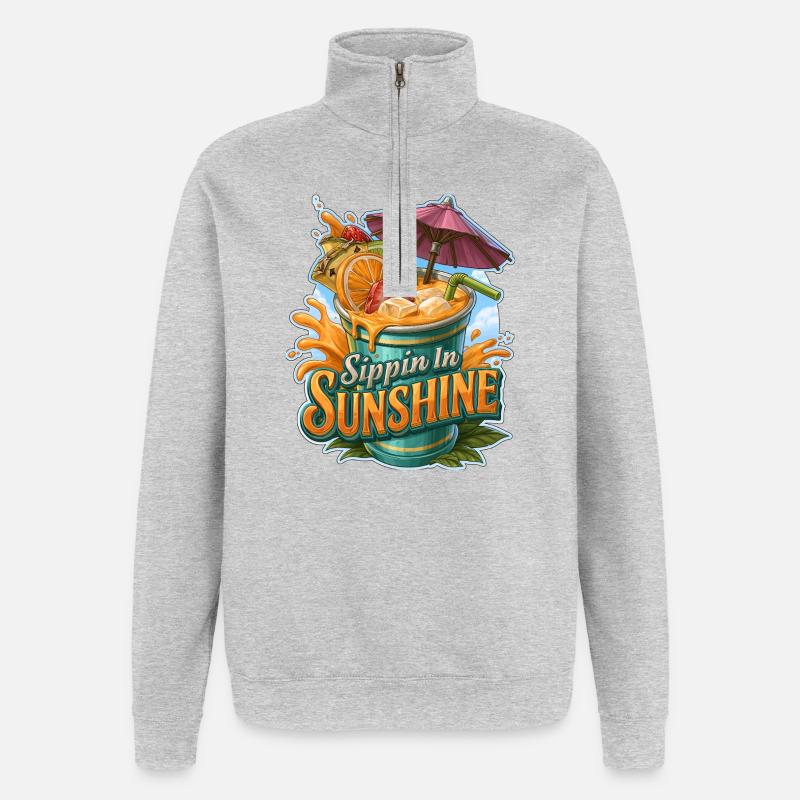 Sippin In Sunshine Tropical Fruit Cocktail - Quarter-Zip Sweatshirt - heather grey