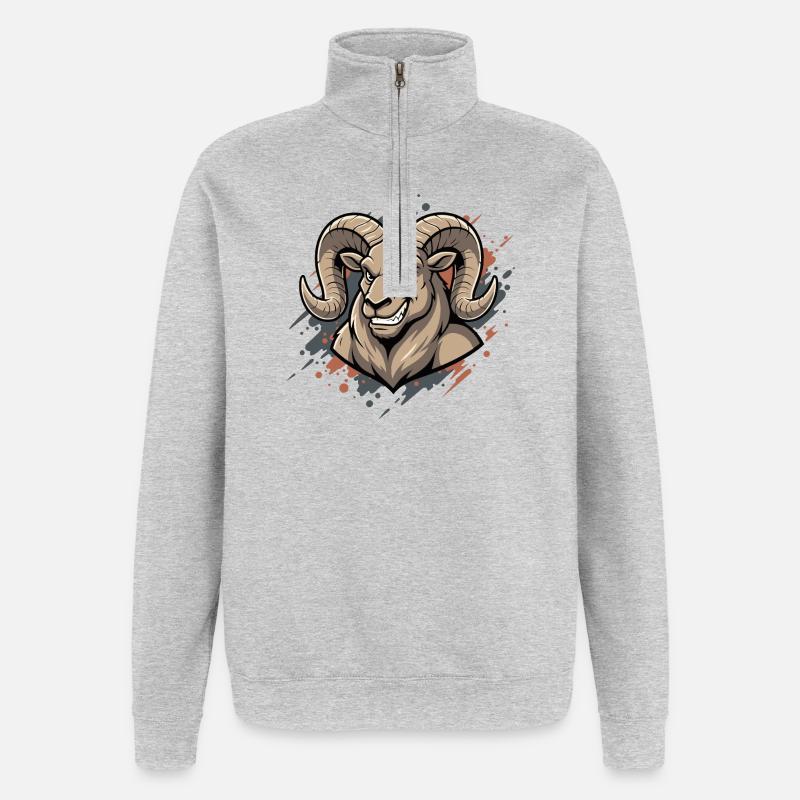 Aggressive Ram Maskot - Quarter-Zip Sweatshirt - heather grey