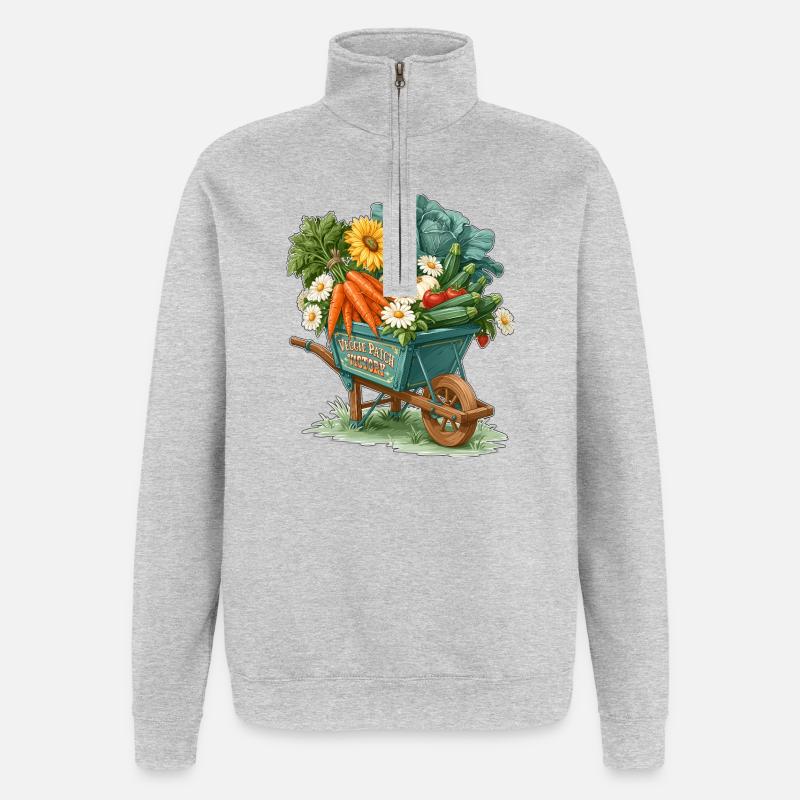 Veggie Patch Victory Garden Schubkarre - Quarter-Zip-Sweatshirt - Grau meliert