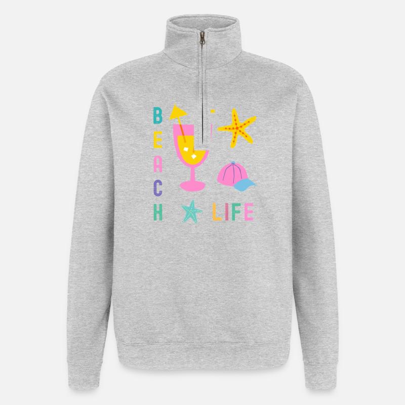 Beach Life Sommer Style - Quarter-Zip-Sweatshirt - Grau meliert