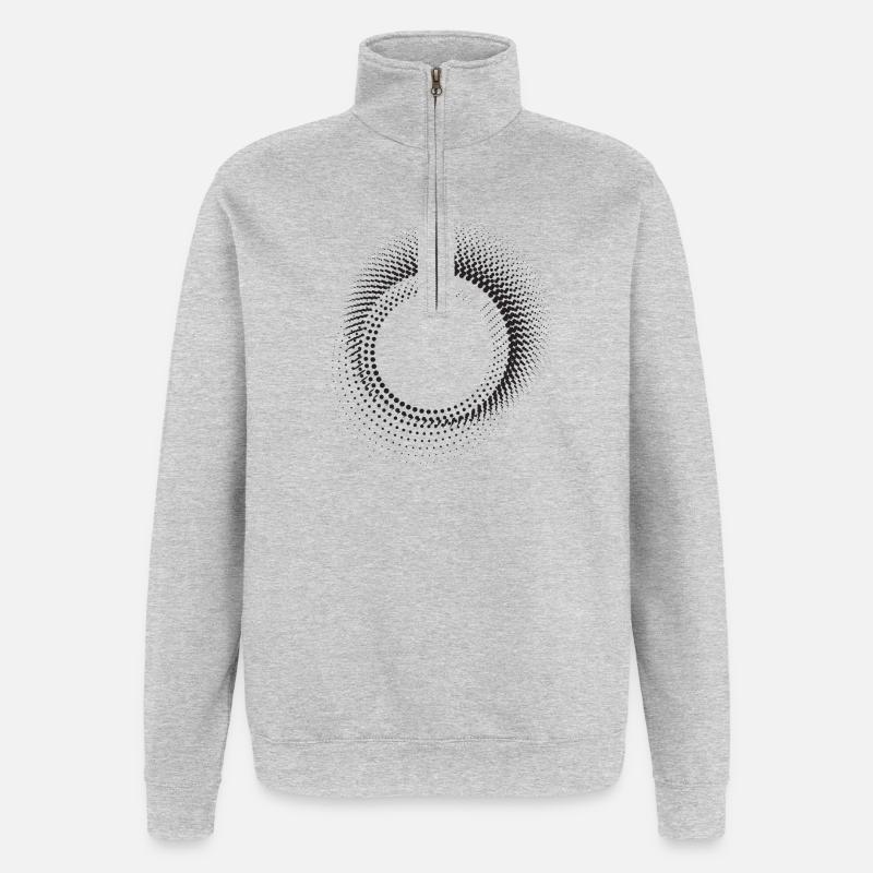 Halo Dot Ring Pattern - Quarter-Zip Sweatshirt - heather grey