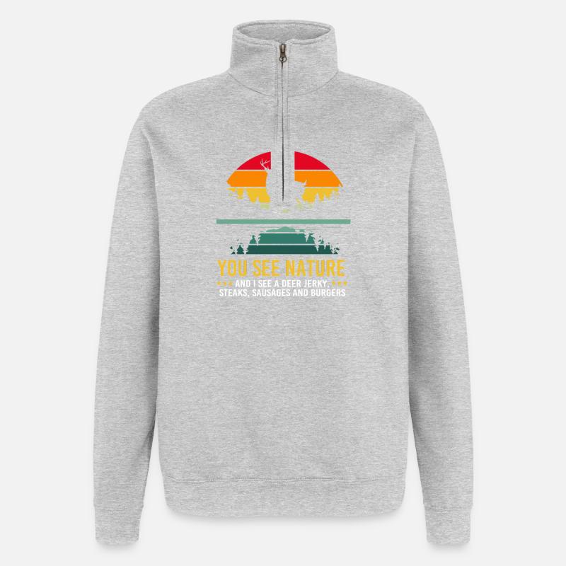 Bogen Bogenschütze Bogenschießen - Quarter-Zip-Sweatshirt - Grau meliert