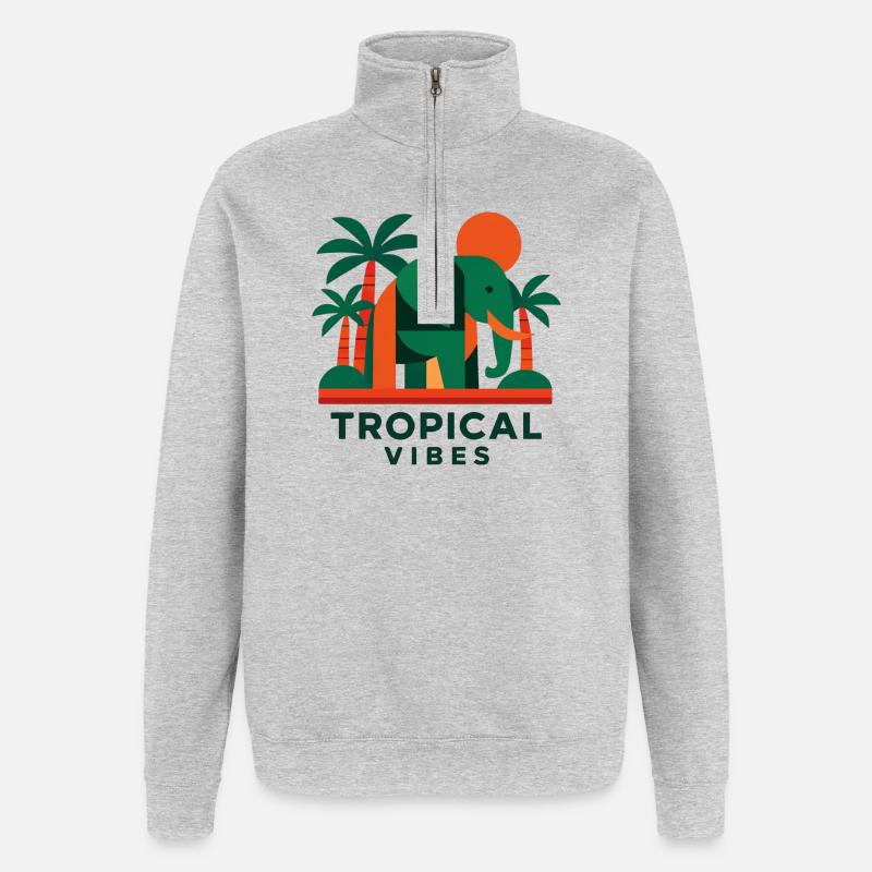 Tropical Elephant - Quarter-Zip-Sweatshirt - Grau meliert