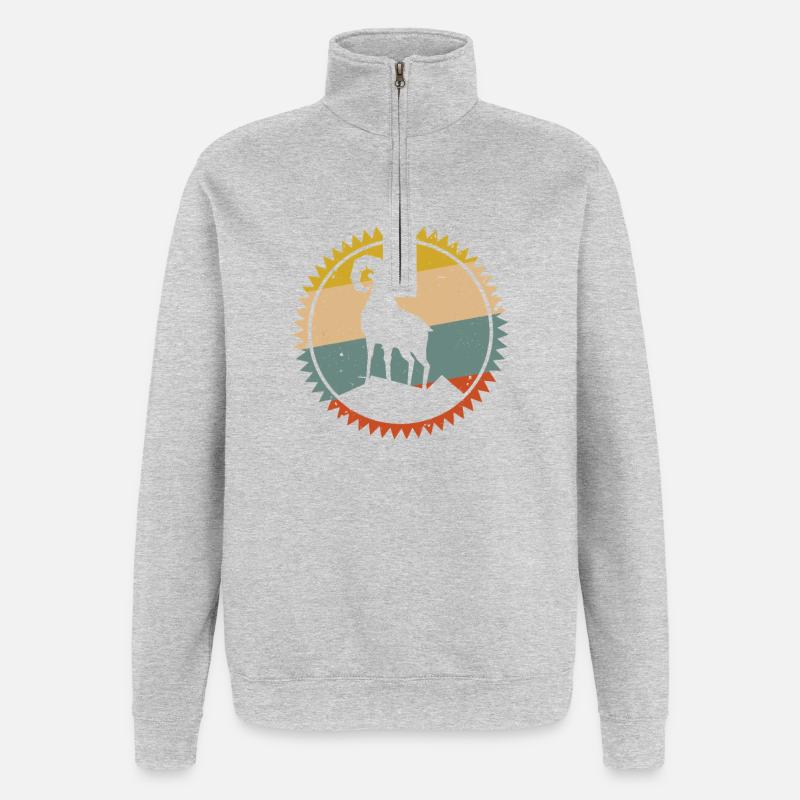 Desert Sunset Kamel Emblem - Quarter-Zip-Sweatshirt - Grau meliert