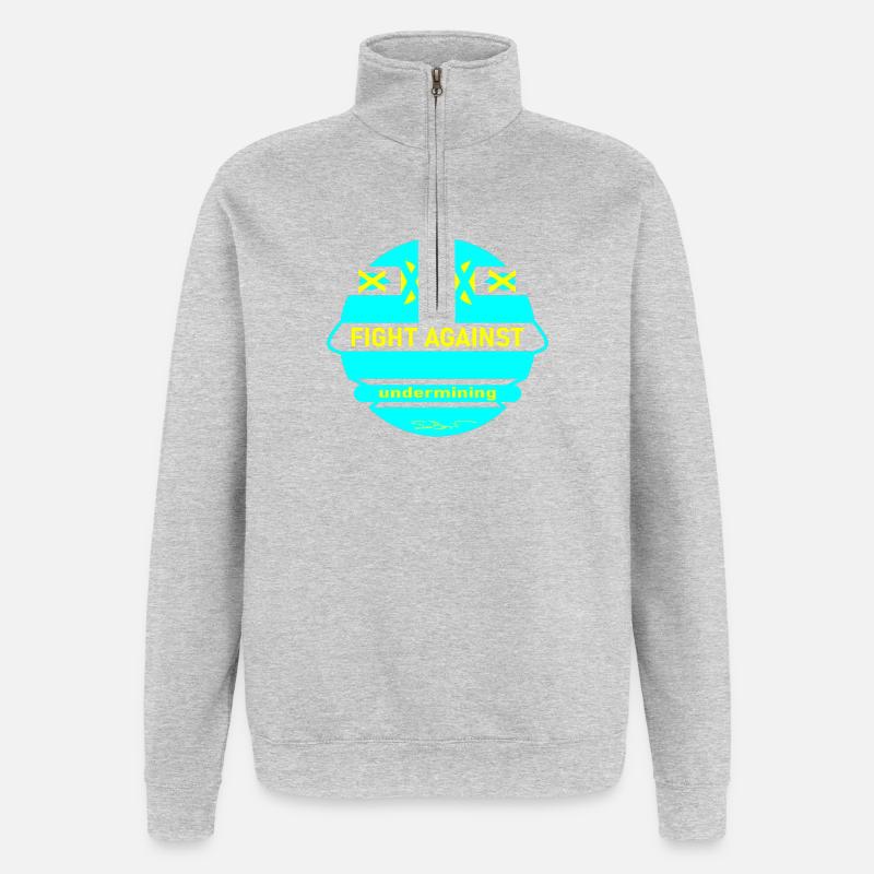 Fight against undermining - Quarter-Zip Sweatshirt - heather grey