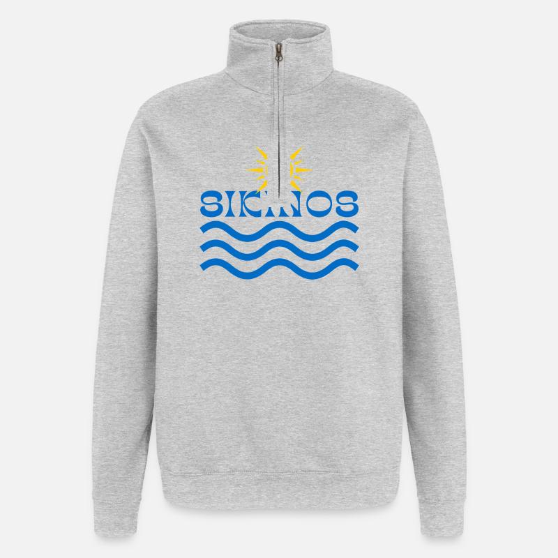 Sikonos-Sun Over Blue Waves  - Quarter-Zip Sweatshirt - heather grey