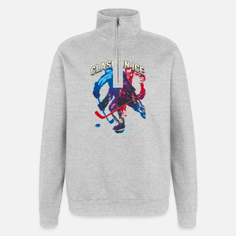 Retro Eishockeyspieler Clash  - Quarter-Zip Sweatshirt - heather grey