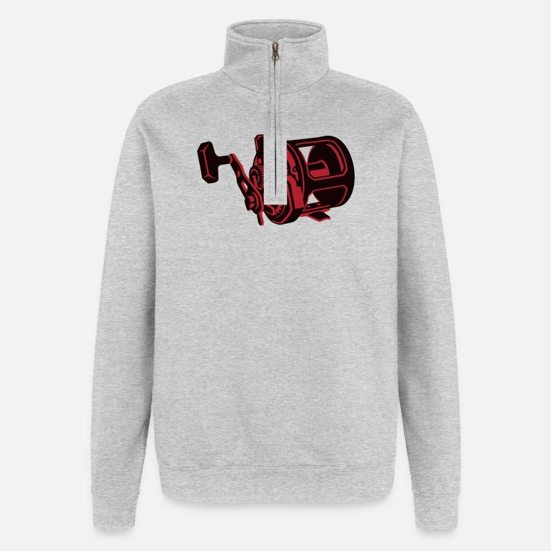 Pêche à moulinet Multi moulinet - Sweat à zip 1/4 - gris chiné
