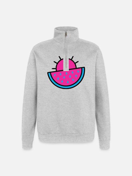 Watermelon Sun 90s Pop Art - Quarter-Zip Sweatshirt - heather grey