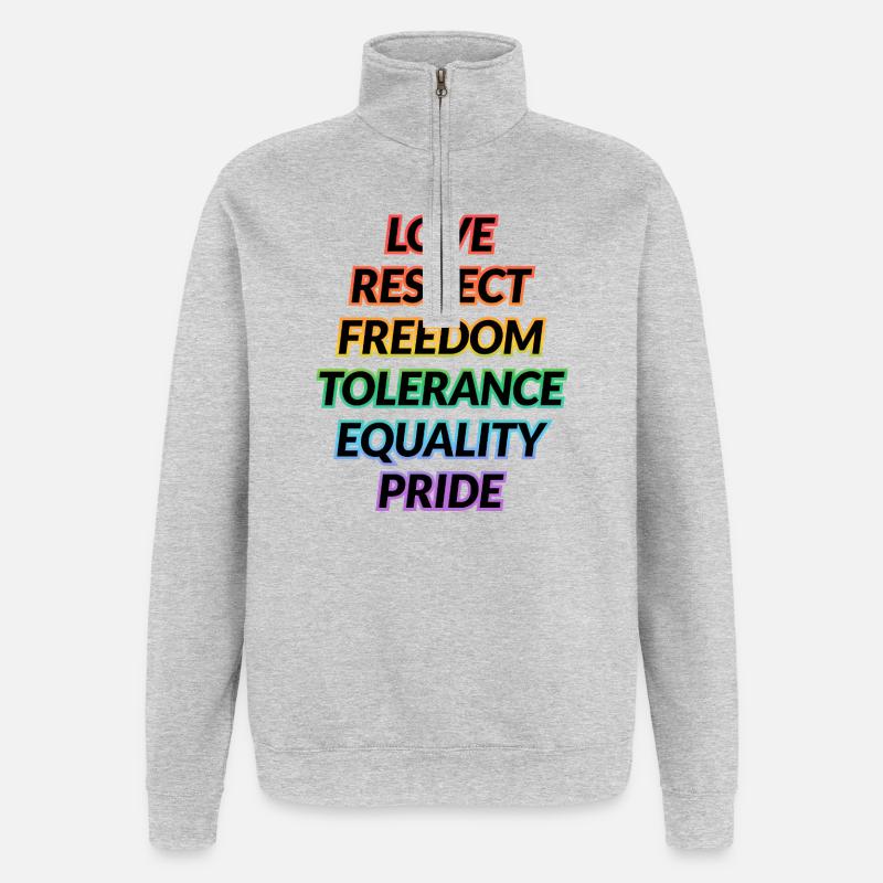 Pride Rainbow Values Tee - Quarter-Zip Sweatshirt - heather grey