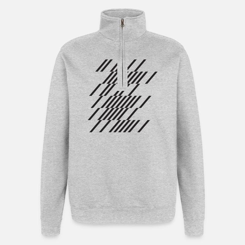 Diagonal Line Grid Overlap - Quarter-Zip Sweatshirt - heather grey