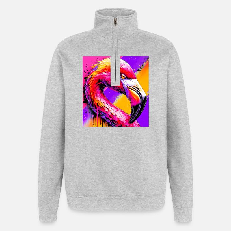 flamingo - Quarter-Zip Sweatshirt - heather grey