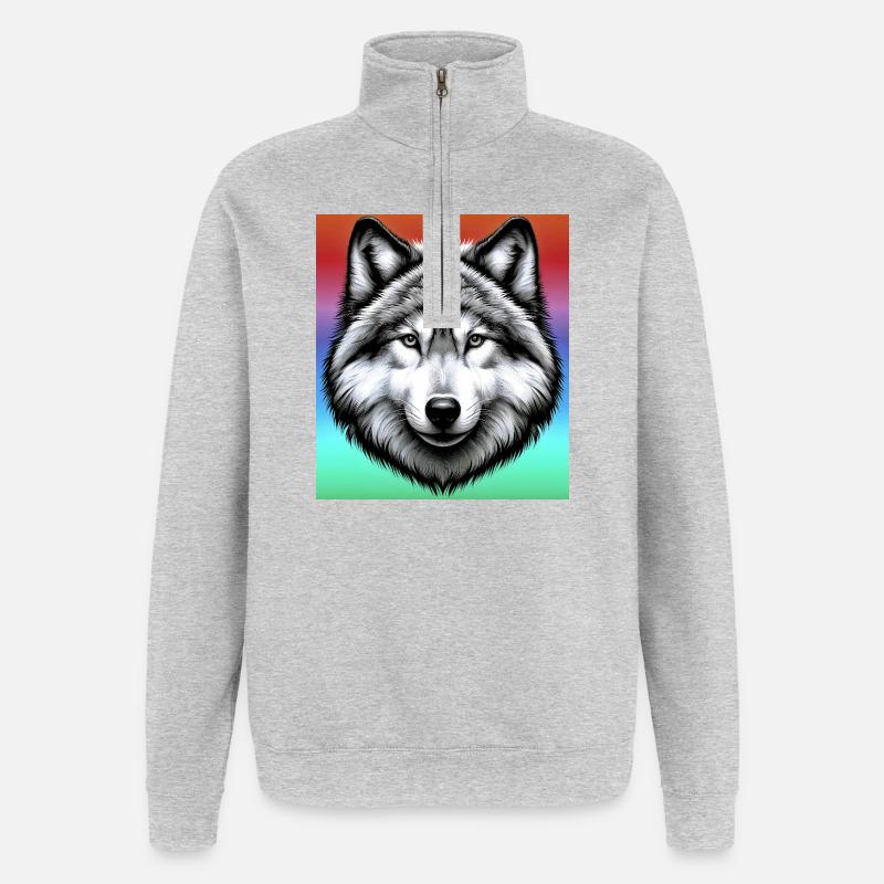 Loup - Sweat à zip 1/4 - gris chiné