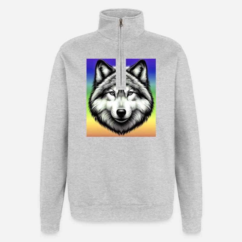 Loup - Sweat à zip 1/4 - gris chiné