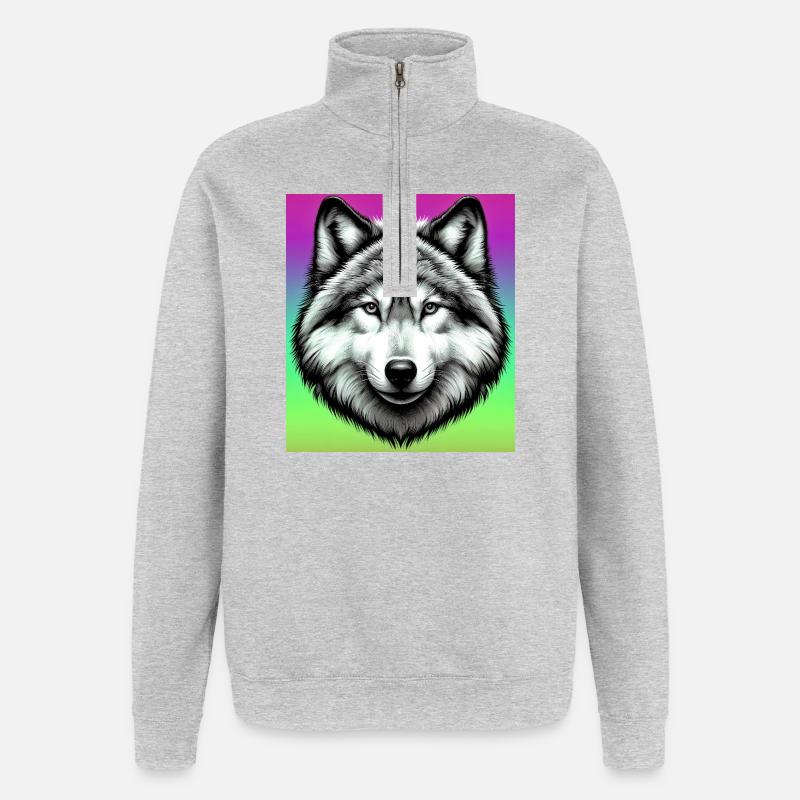 Loup - Sweat à zip 1/4 - gris chiné