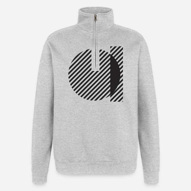 Diagonal Stripe Circle Abstract - Quarter-Zip Sweatshirt - heather grey