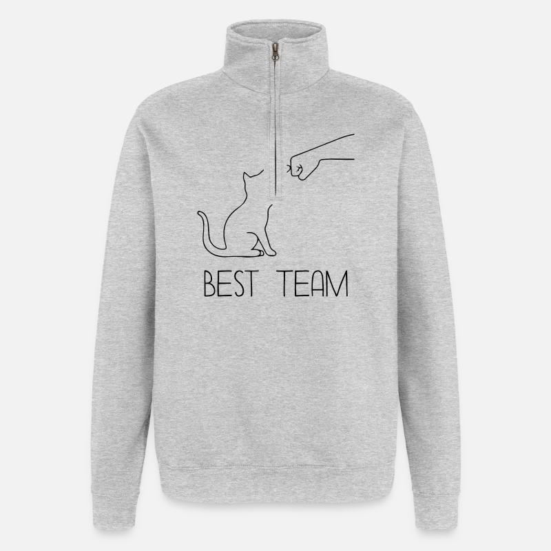 Équipe Chat Poing - Sweat à zip 1/4 - gris chiné