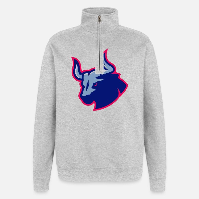 Stierblauer Neon-Umriss - Quarter-Zip-Sweatshirt - Grau meliert