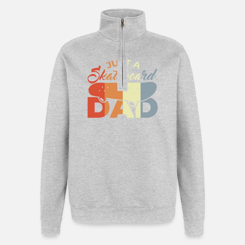 Skateboard Papa - Quarter-Zip-Sweatshirt - Grau meliert