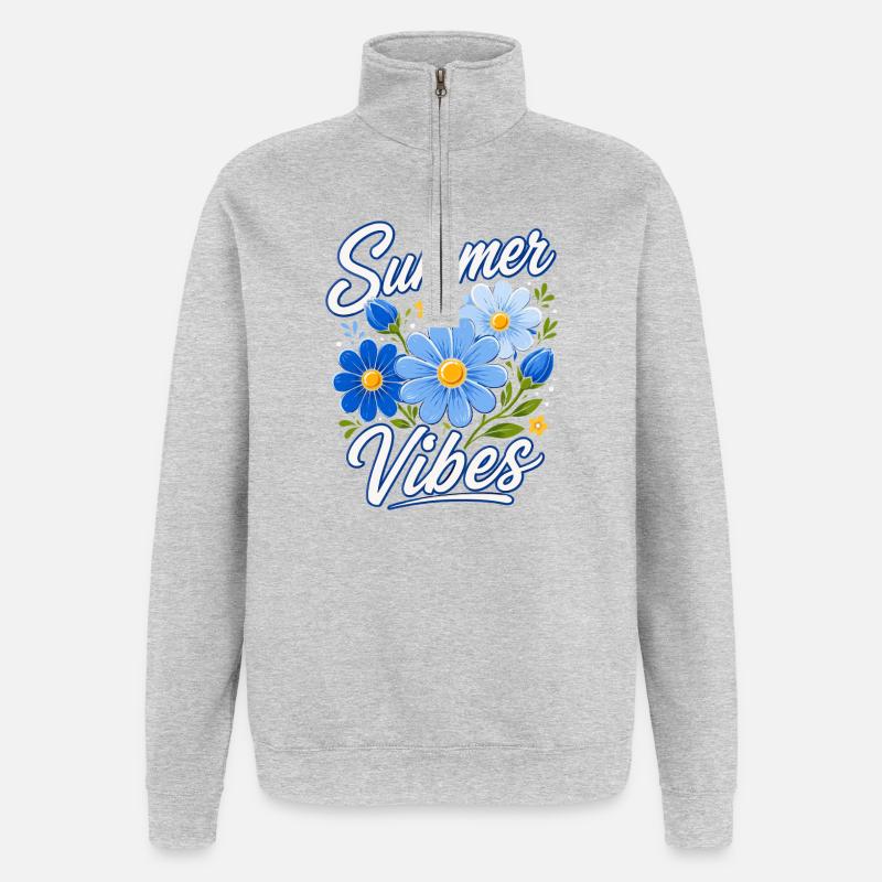 Summer Vibes Bouquet - Sweat à zip 1/4 - gris chiné