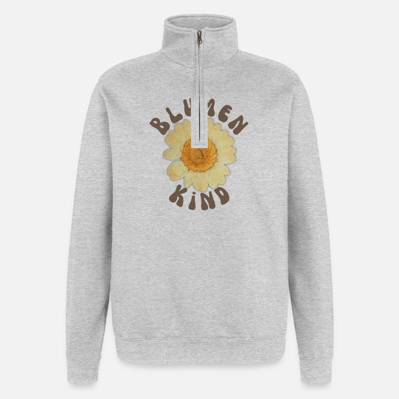 Blumenkind - Quarter-Zip-Sweatshirt - Grau meliert