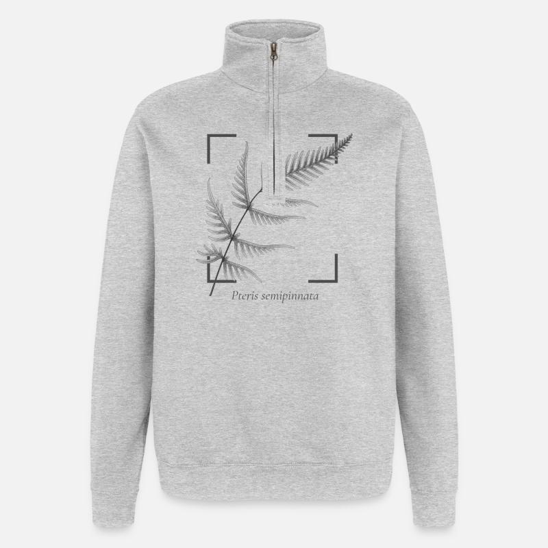 Fern leaf (Pteris semipinnata) - Quarter-Zip Sweatshirt - heather grey