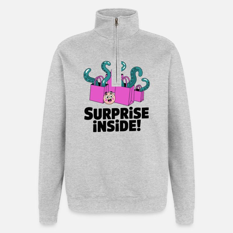Surprise Inside Octopus Bags - Quarter-Zip Sweatshirt - heather grey