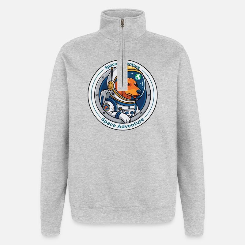 Aventure spatiale Teckel : Mission Weltall - Sweat à zip 1/4 - gris chiné