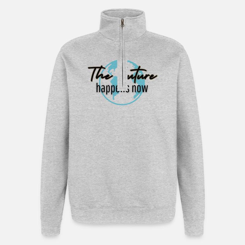 Die Zukunft geschieht jetzt - Quarter-Zip-Sweatshirt - Grau meliert