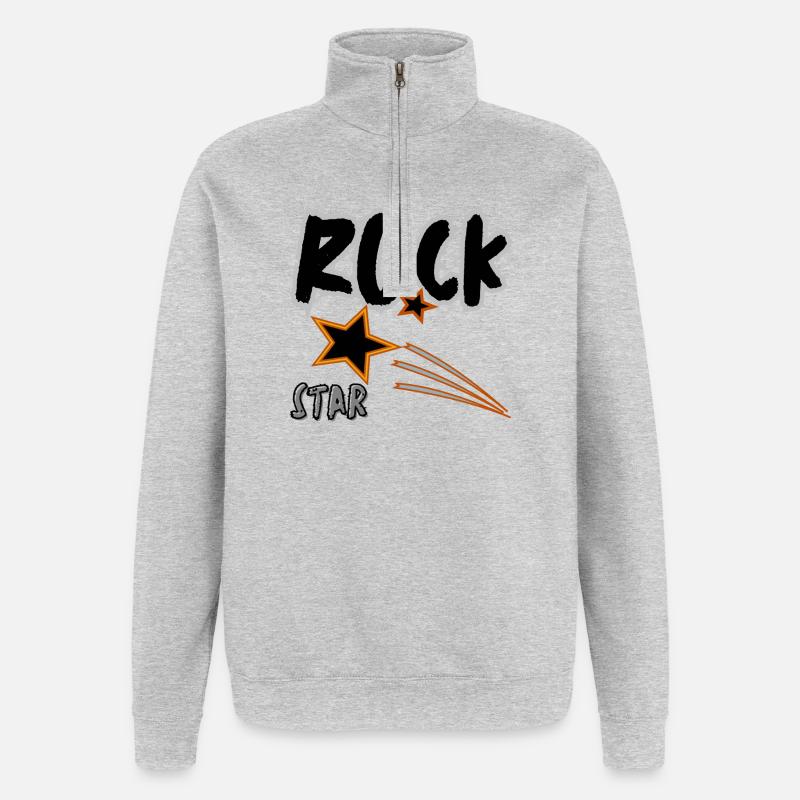 Rock Star - Sweat à zip 1/4 - gris chiné