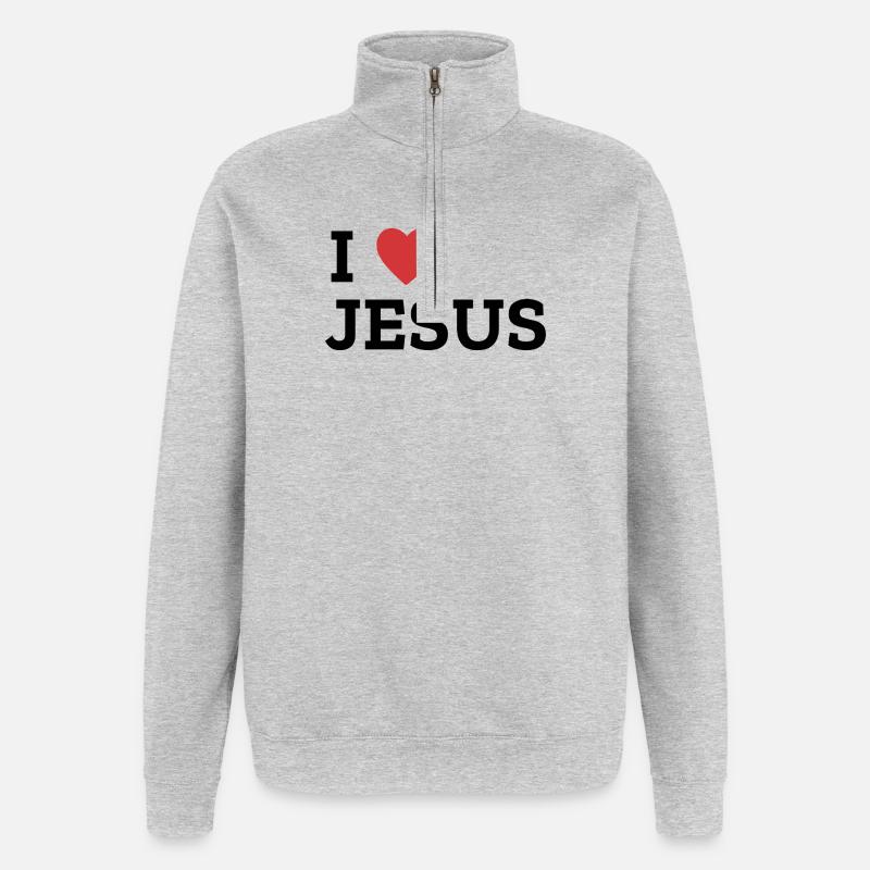 I Heart Jesus Bold Graphic Tee - Quarter-Zip Sweatshirt - heather grey