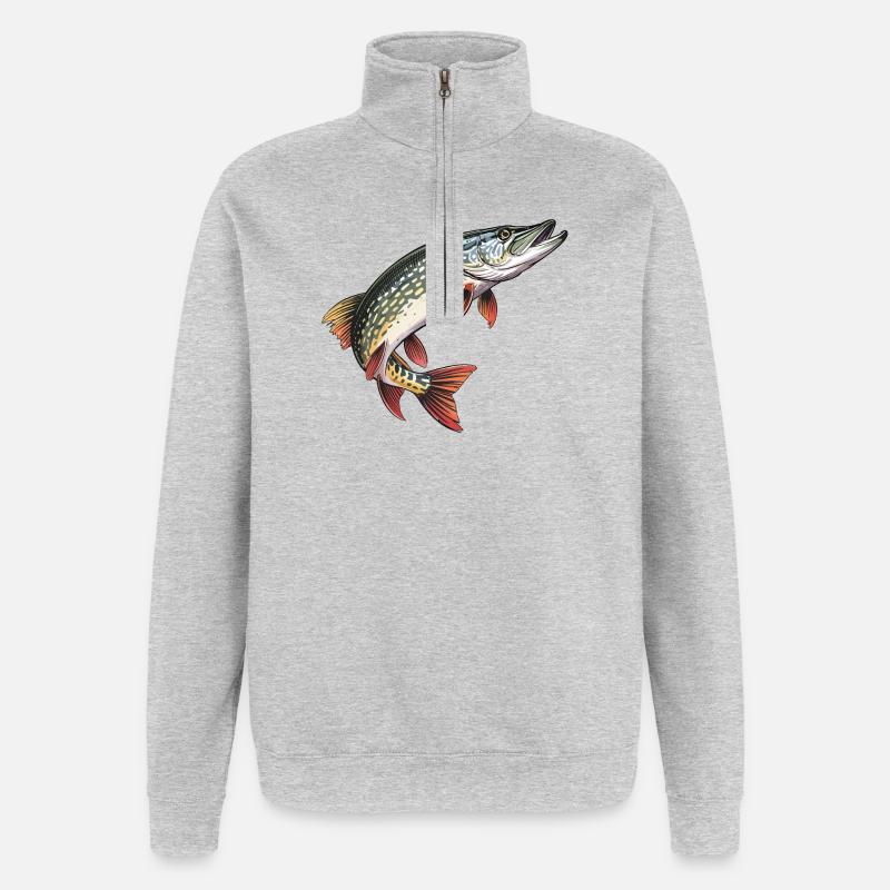 jumping pike - Quarter-Zip Sweatshirt - heather grey