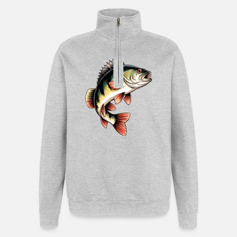 Barsch Motiv - Quarter-Zip-Sweatshirt - Grau meliert