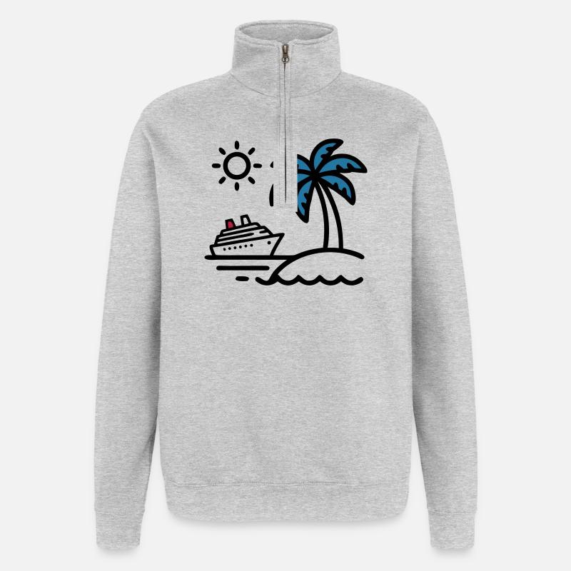 Vacances de Palm à Cruise Island - Sweat à zip 1/4 - gris chiné