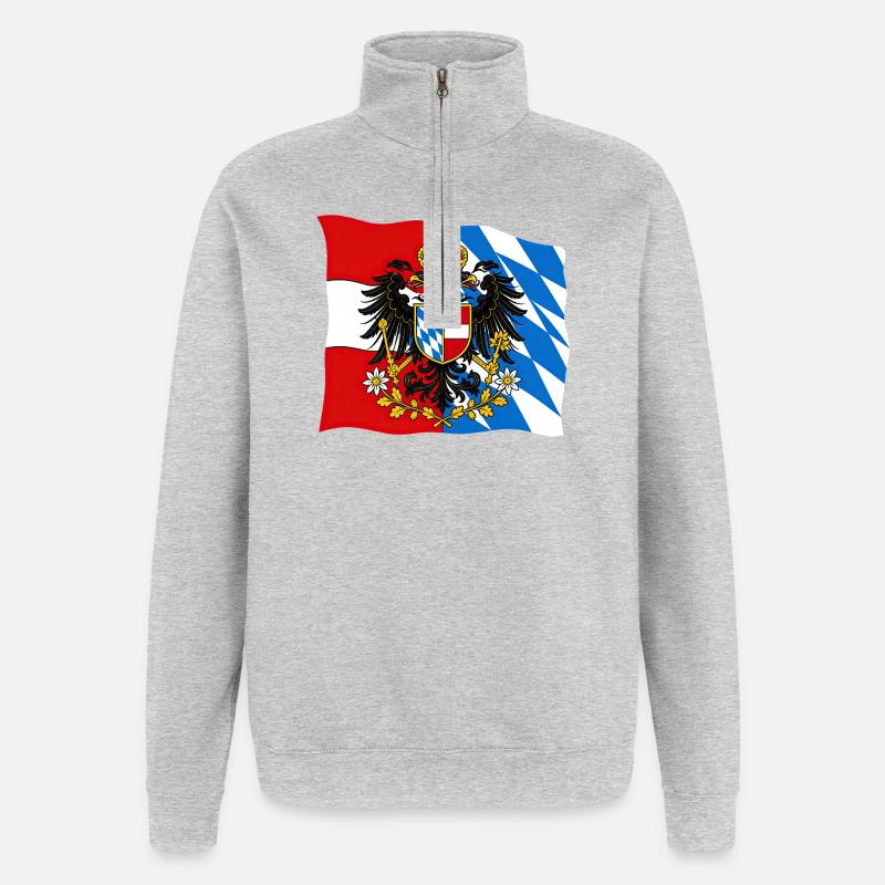 Drapeau d’amitié Bavière Autriche - Sweat à zip 1/4 - gris chiné