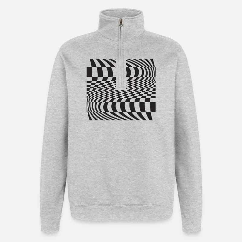 Optic Curve Grid - Quarter-Zip Sweatshirt - heather grey