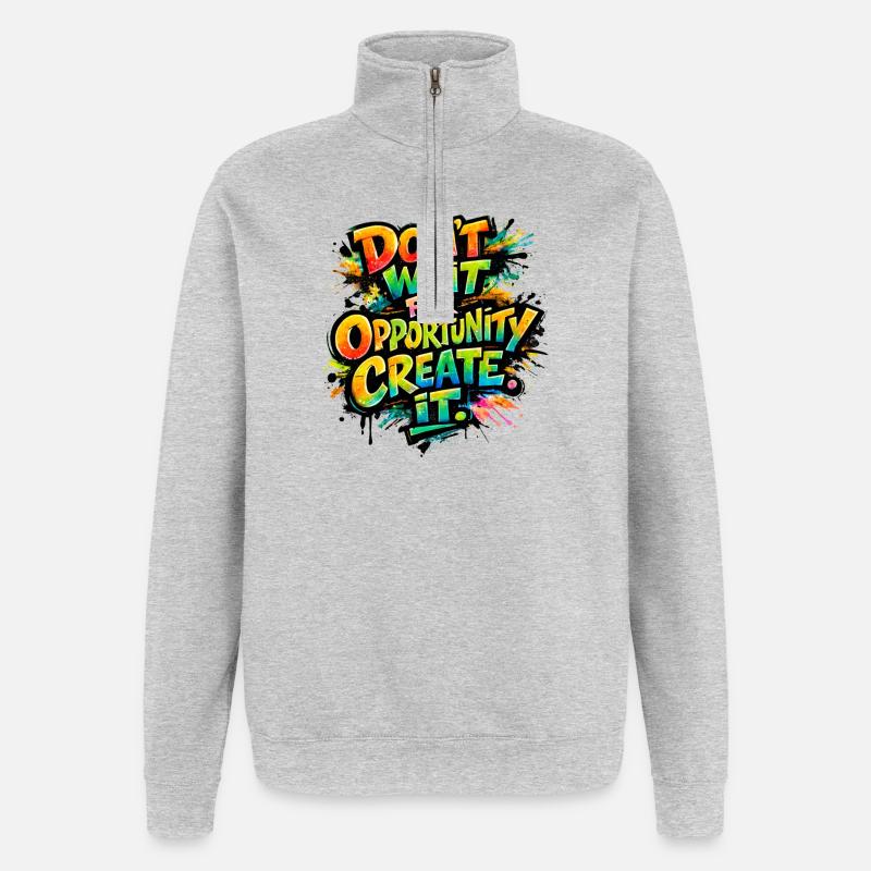 Don-t_wait_ - Quarter-Zip Sweatshirt - heather grey