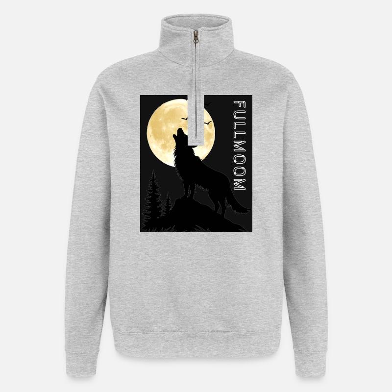 Wolf's howl under full moon - Quarter-Zip Sweatshirt - heather grey