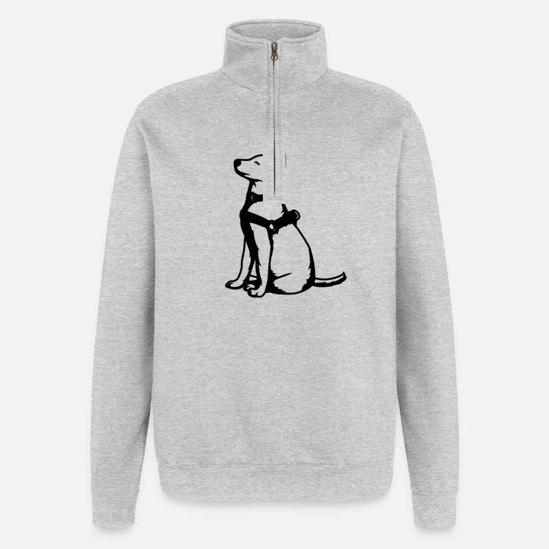 Schäferhund - Quarter-Zip-Sweatshirt - Grau meliert