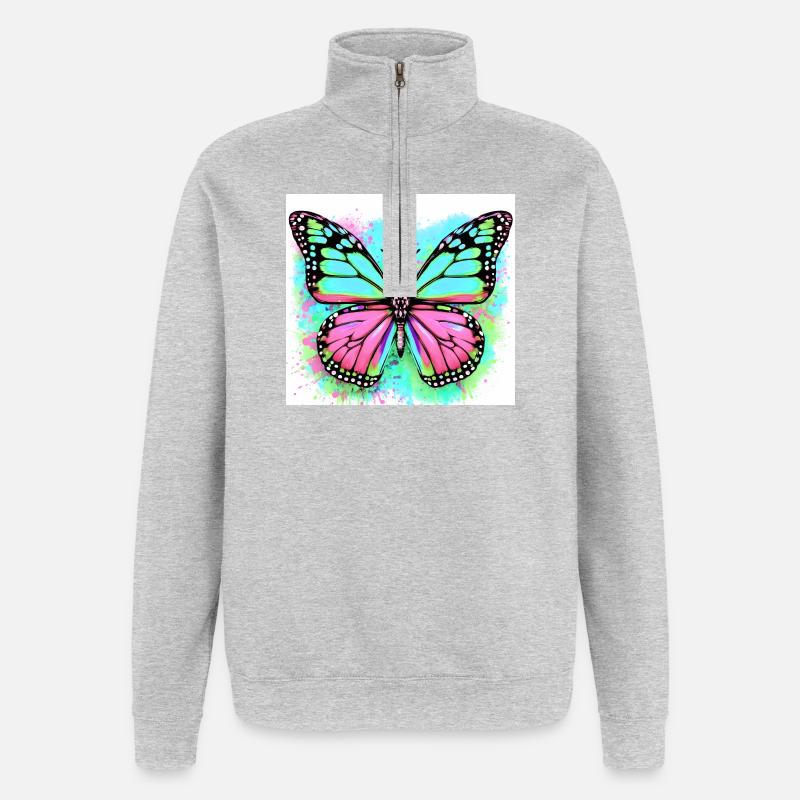 butterfly - Quarter-Zip Sweatshirt - heather grey