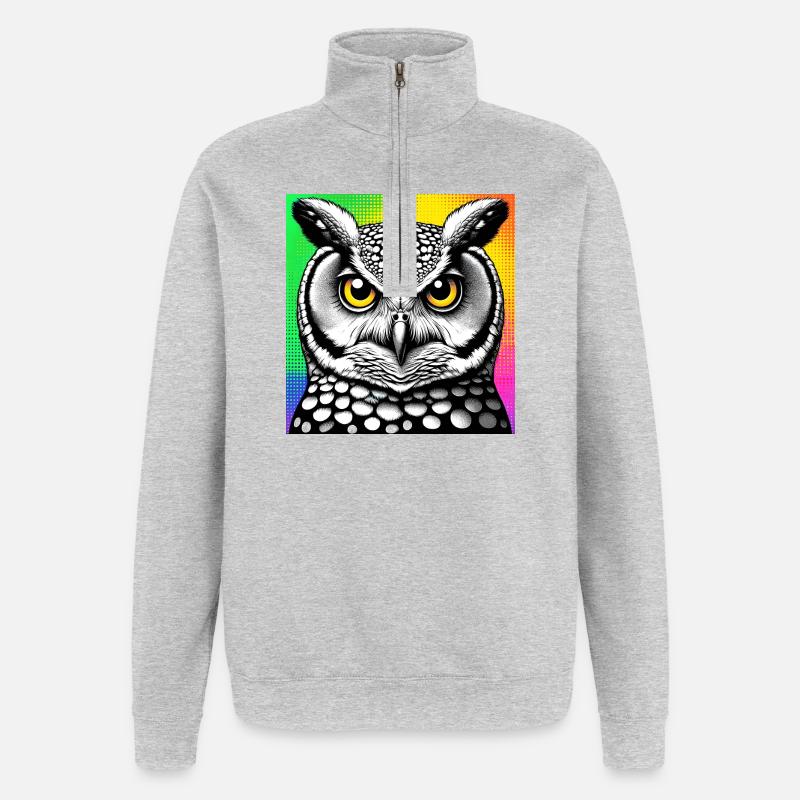 hibou - Sweat à zip 1/4 - gris chiné